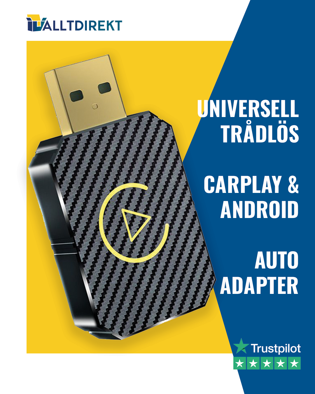 SINTIVO™ 2-i-1 trådlös CarPlay & Android Auto-dongel