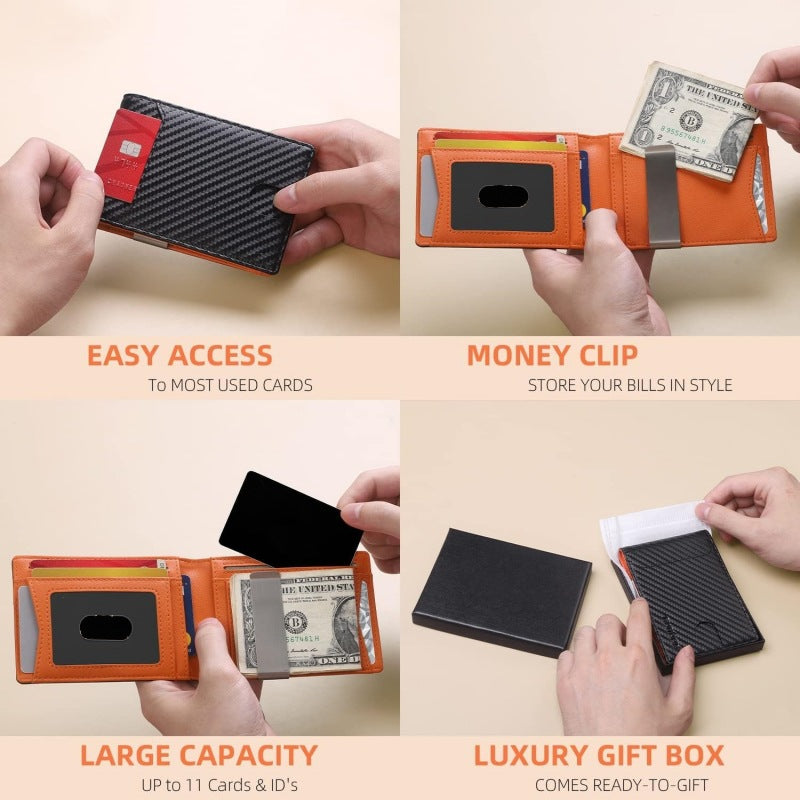 Icon™ SlimWallet: Ultrasmal och säker RFID-läderplånbok för män