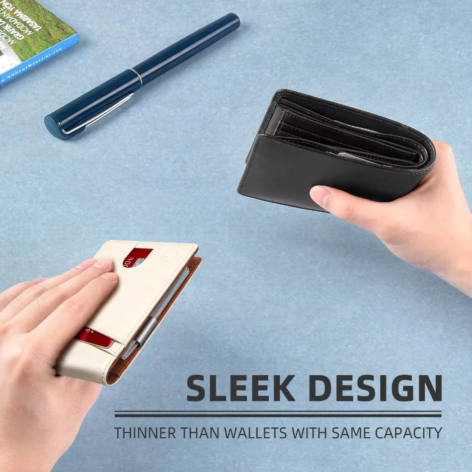Icon™ SlimWallet: Ultrasmal och säker RFID-läderplånbok för män