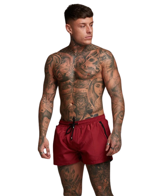 Simshorts med dragkedja